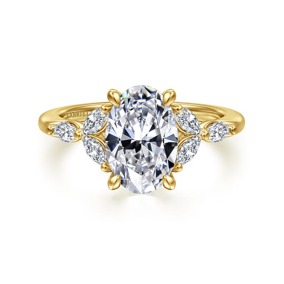 14K Yellow Gold Oval Diamond Engagement Ring (0.40 ctw)