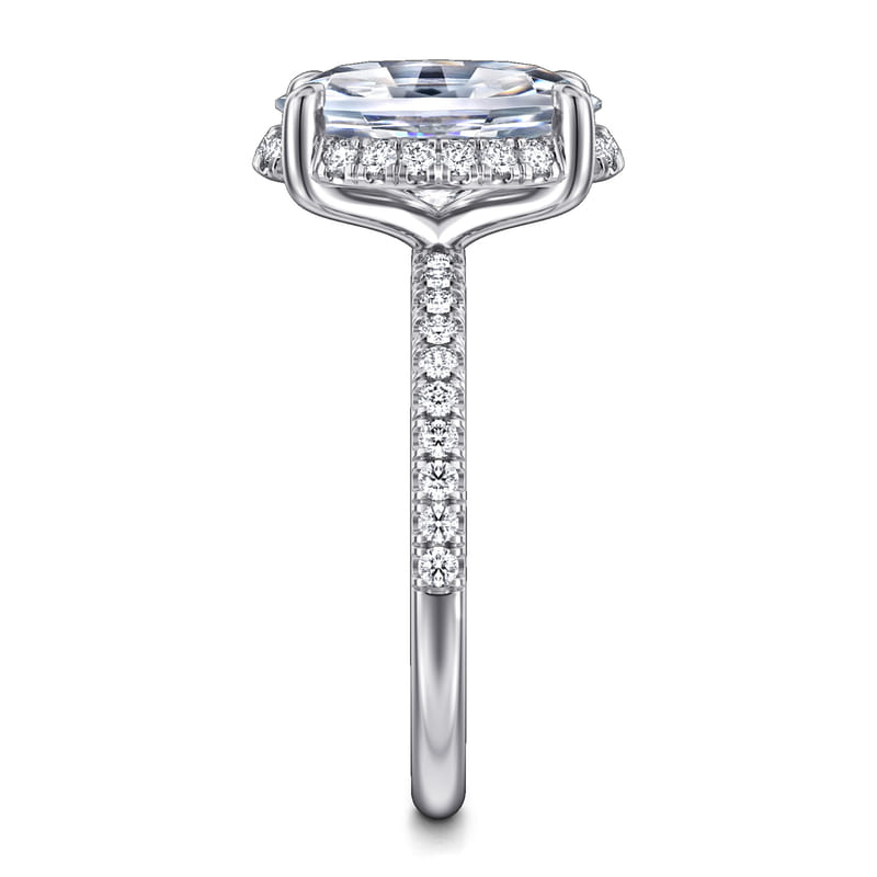 14K White Gold Oval Hidden Halo Diamond Engagement Ring (0.30 ctw)