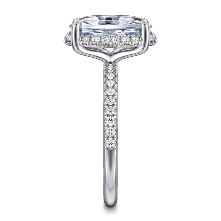 14K White Gold Oval Hidden Halo Diamond Engagement Ring (0.30 ctw)
