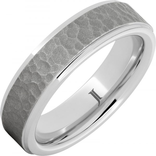 Silver Serinium Hammer Standard Fit 6mm Wedding Band