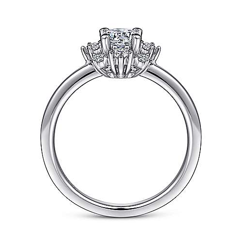 14K White Gold Halo Round Diamond Semi-Mount Ring 0.20CTW.