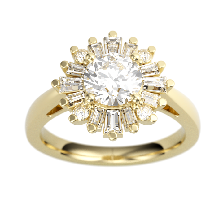 14K Yellow Gold Vintage Halo Round Diamond Semi-Mount Ring .44CTW.