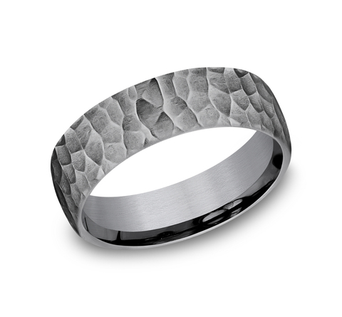 Dark Gray Tantalum Hammered Comfort Fit 6.5mm Wedding Band