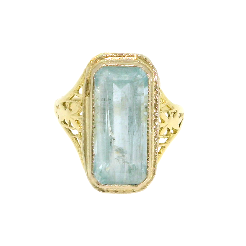 14KW AQUAMARINE RING 0071