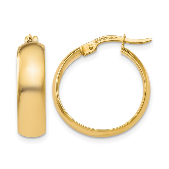 10K Yellow Gold Polished Hinged Hoop Earrings 4 x 19mm