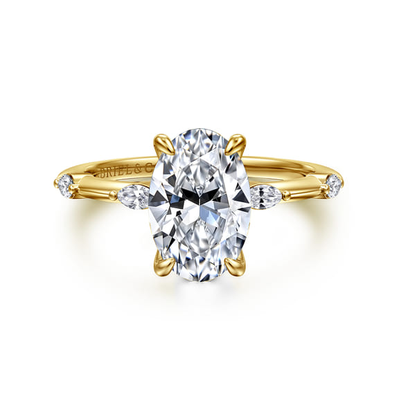 14K Yellow Gold Oval Diamond Engagement Ring