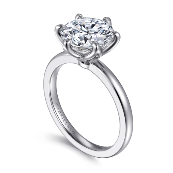 14K White Gold Round Solitaire Engagement Ring