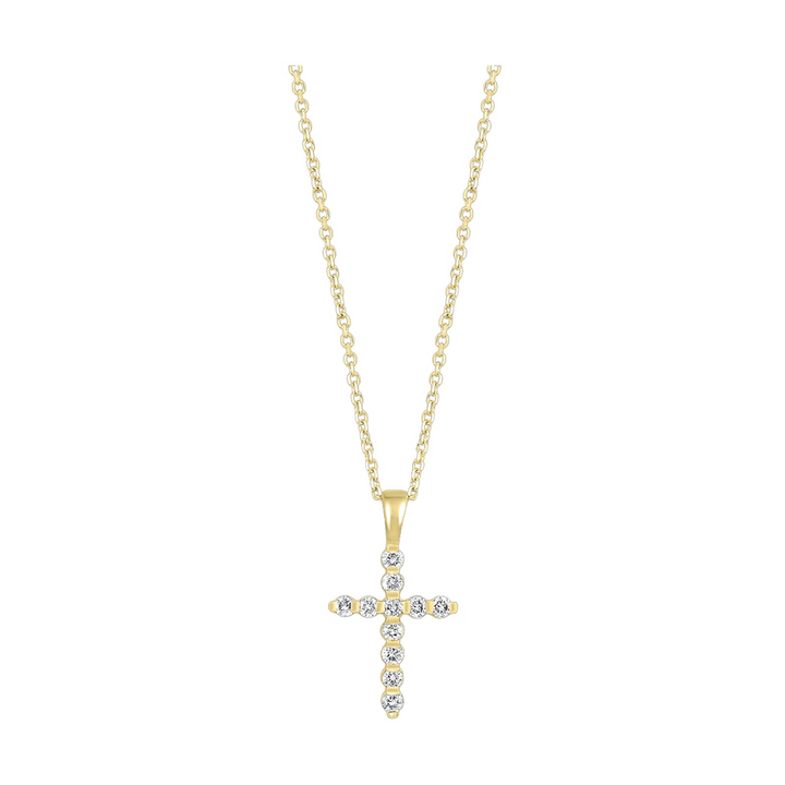 14K Yellow Gold Diamond Cross Pendant (1/5 ctw)