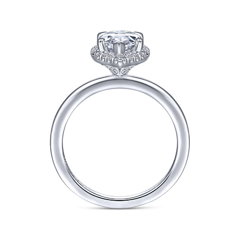 14K White Gold Solitaire Pear Diamond Semi-Mount Ring .17CTW.