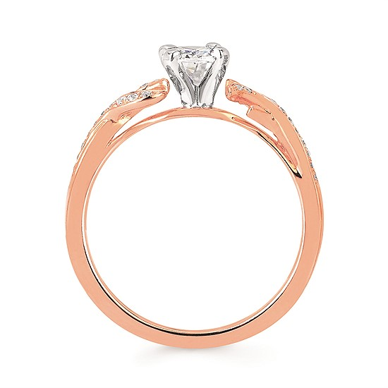 14K Rose Gold Vintage Floral Oval Diamond Semi-Mount Ring 0.09CTW.