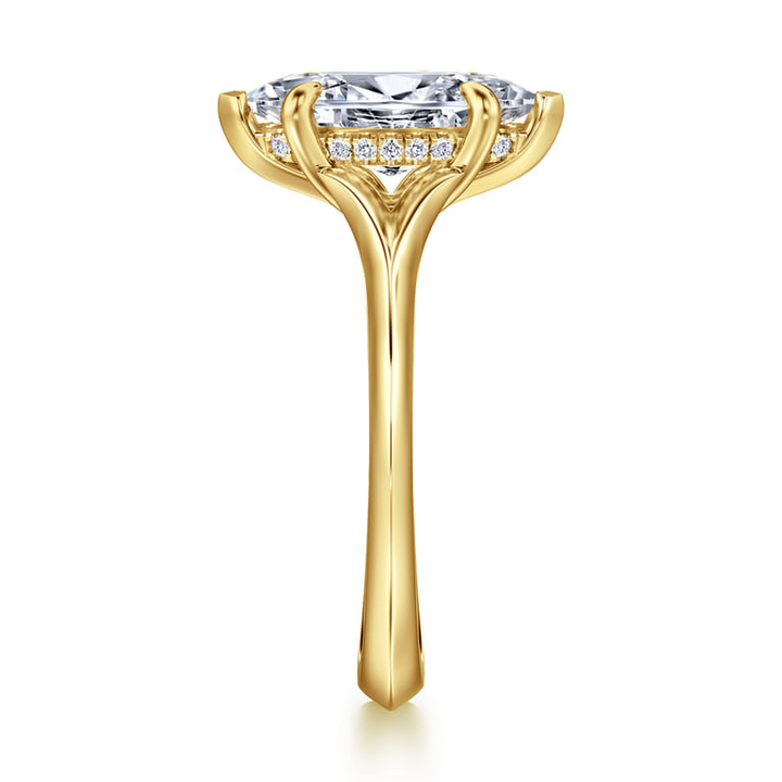 14K Yellow Gold Marquise Split Shank Engagement Ring Setting (0.05 CTW.)