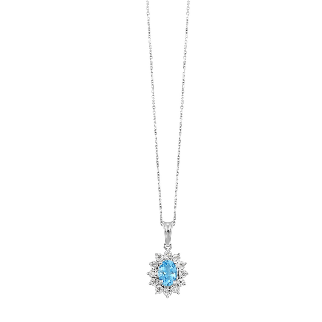 Sterling Silver Blue Topaz Pendant Necklace