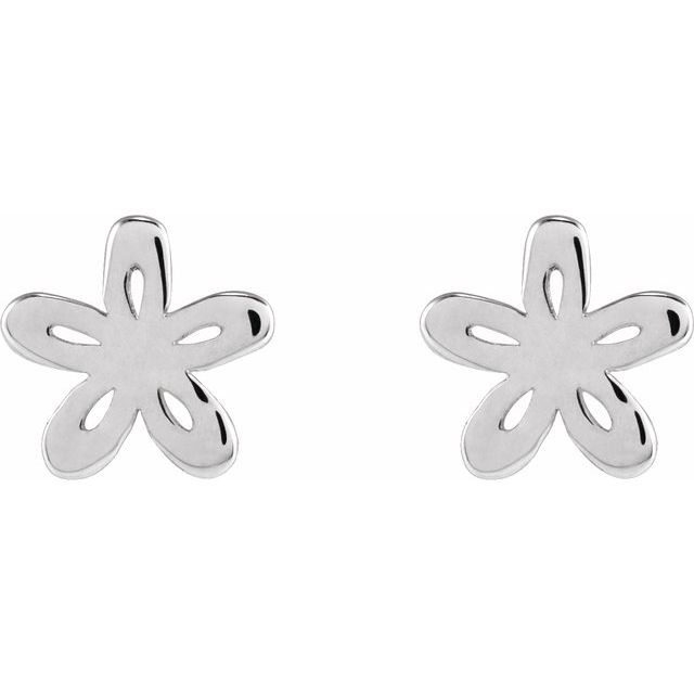 Sterling Silver Floral Earrings 6x6mm