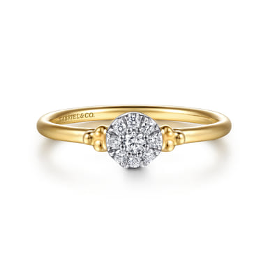 14K Yellow & White Gold Bujukan Diamond Cluster Promise Ring (0.11 ctw)