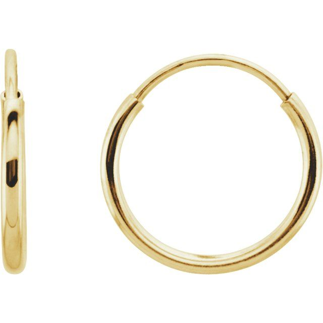 14K Yellow Gold Endless Tube 10mm Hoop Earrings