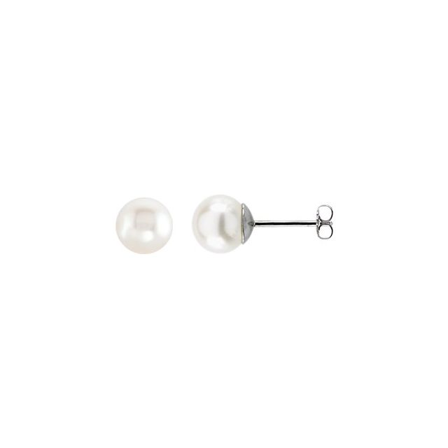 14K White Gold Fresh Water Pearl Stud Earrings