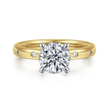 14K Two-Tone Gold Round Diamond Engagement Ring (0.12 ctw)
