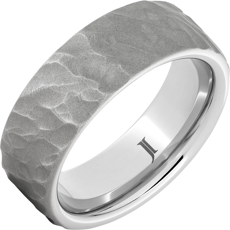 Light Gray Serinium Hammer Standard Fit 8mm Wedding Band