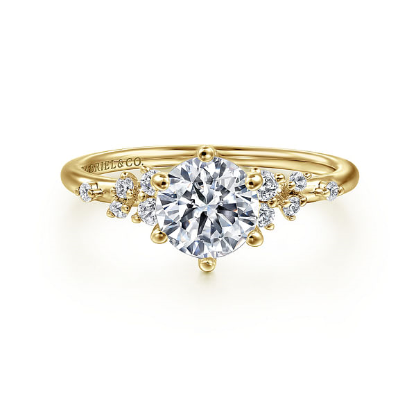 14K Yellow Gold Accented Round Diamond Semi-Mount Ring 0.17CTW.
