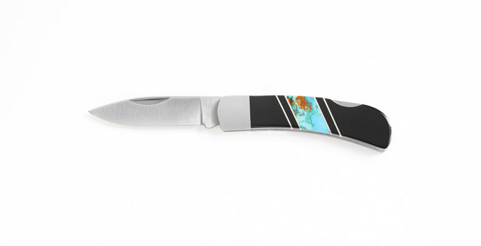 Jet and Torquoise 3" Lockback Knife