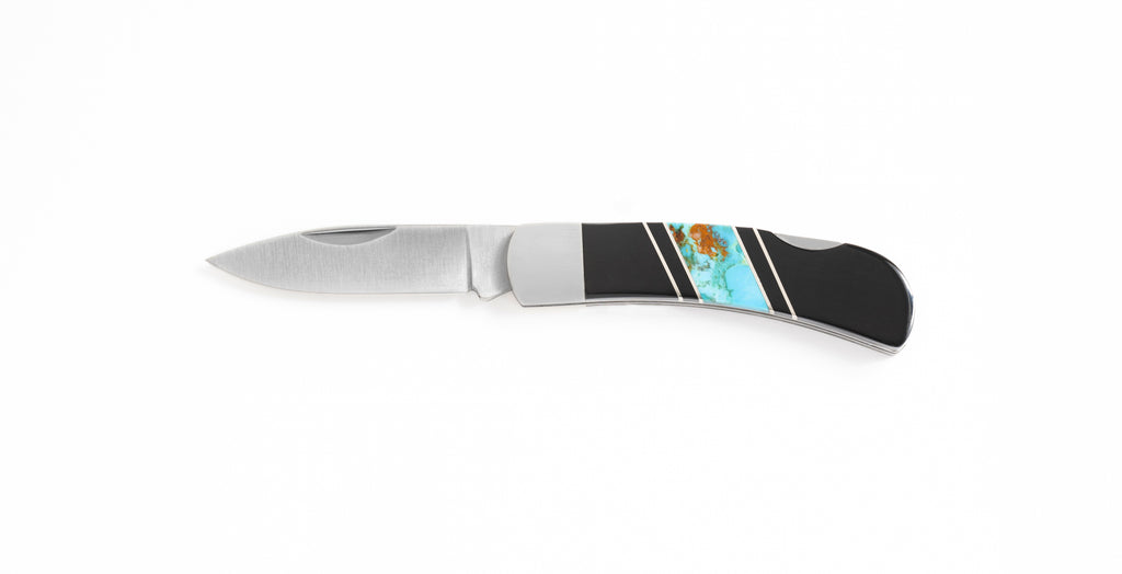 Jet and Torquoise 3" Lockback Knife