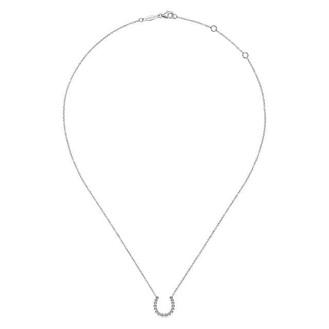Sterling Silver Beaded Horseshoe Pendant Necklace