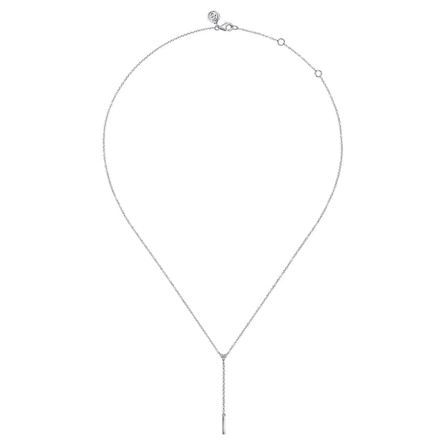 Sterling Silver Y Diamond Necklace
