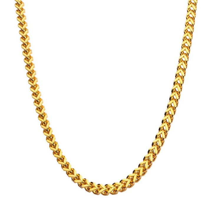 4mm 18K Gold Ion-Plated Franco Chain Necklace (26 Inch)