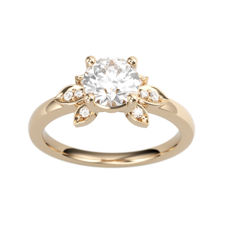 14K Rose Gold Floral Round Diamond Semi-Mount Ring .05CTW.
