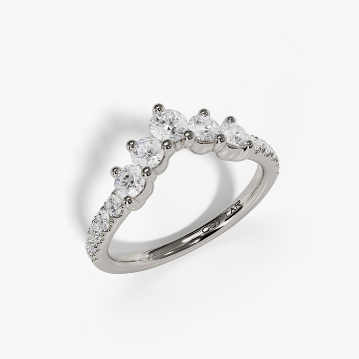 14K White Gold Round Cluster Lab Grown Diamond Curved Band (0.45 ctw)