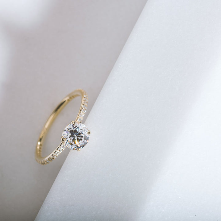 18K Gold Accented Solitaire Engagement Ring
