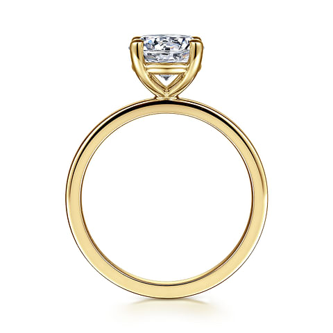 14K Yellow Gold Solitaire Round Diamond Semi-Mount Ring with Basket Setting