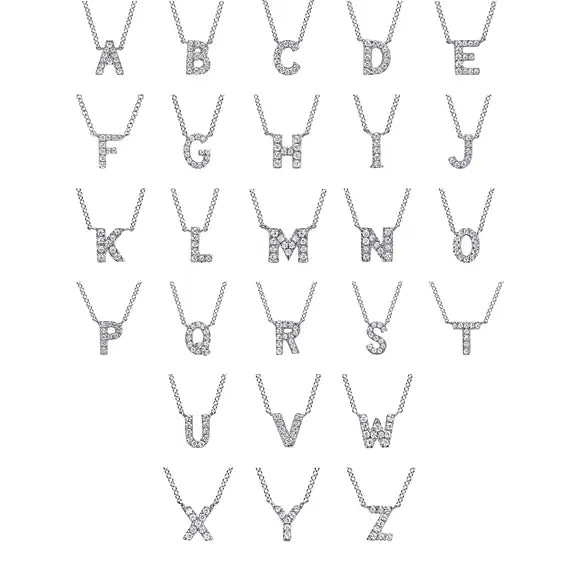 Mother's Initial 14K Gold and Diamond Necklace