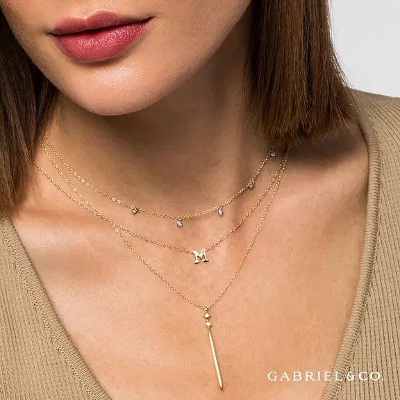 Mother's Initial 4K Yellow Gold Necklace