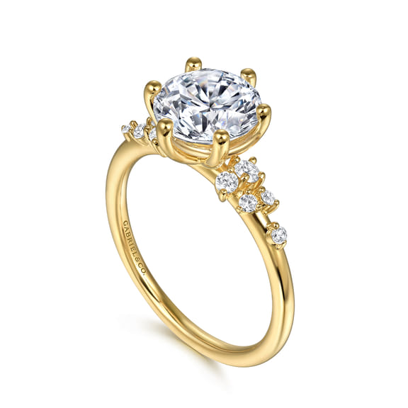 14K Yellow Gold 6 Prong Round Diamond Engagement Ring