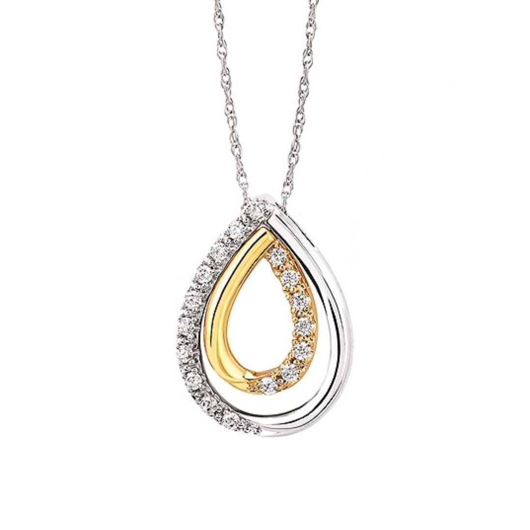 10K Yellow Gold 0.17CTW. Natural Diamond Statement Pendant Necklace