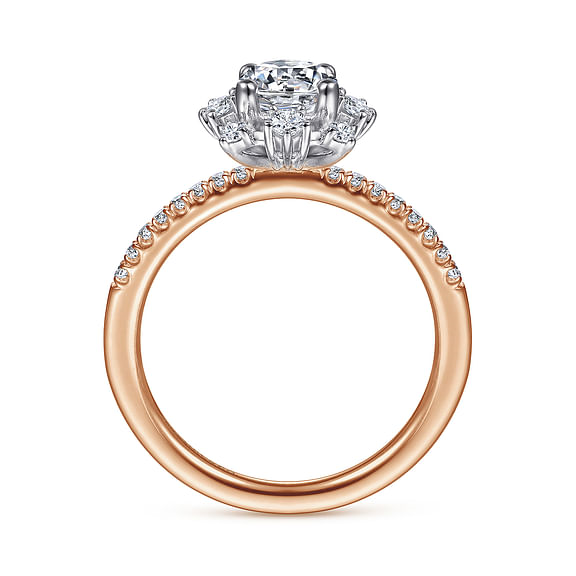 14K Rose Gold Halo Accented Round Diamond Semi-Mount Ring .30CTW.