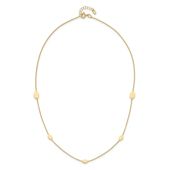 14K Yellow Gold Stackable Oval Disc Station 17in. Necklace