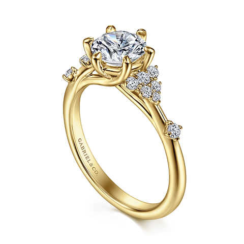 14K Yellow Gold Accented Round Diamond Semi-Mount Ring .23CTW.