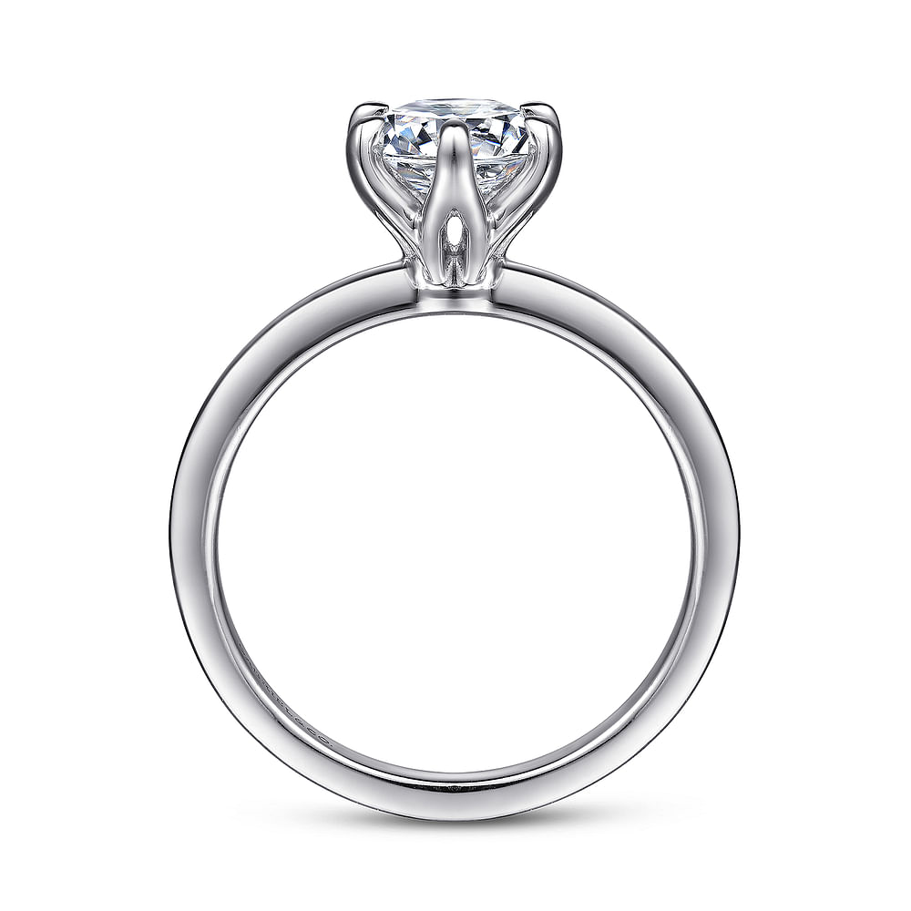 14K White Gold Solitaire Straight Round Diamond Semi-Mount Ring