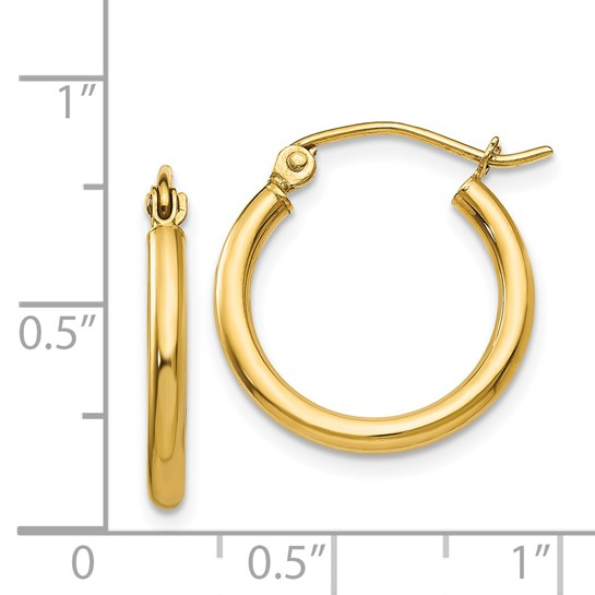 14K Yellow Gold Small Tube Hoop Earrings