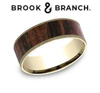 14K Yellow Gold  Cherry WoodComfort Fit 7.5mm Wedding Band