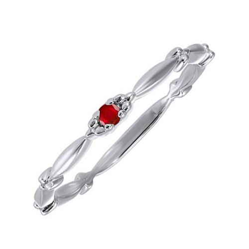 10K White Gold Natural Ruby Stackable Ring