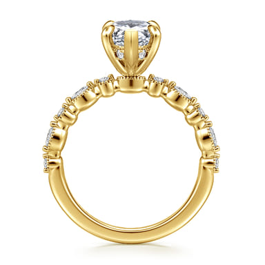 14K Yellow Gold Solitaire Marquise Diamond Semi-Mount Ring (.29 CTW.)