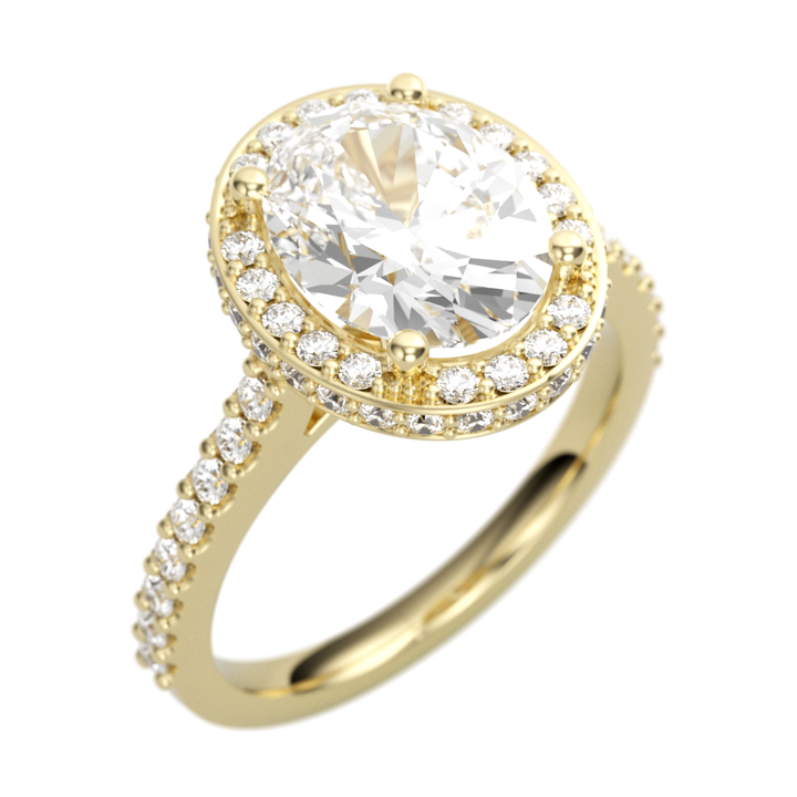 14K Yellow Gold Halo Oval Diamond Semi-Mount Ring .68CTW.