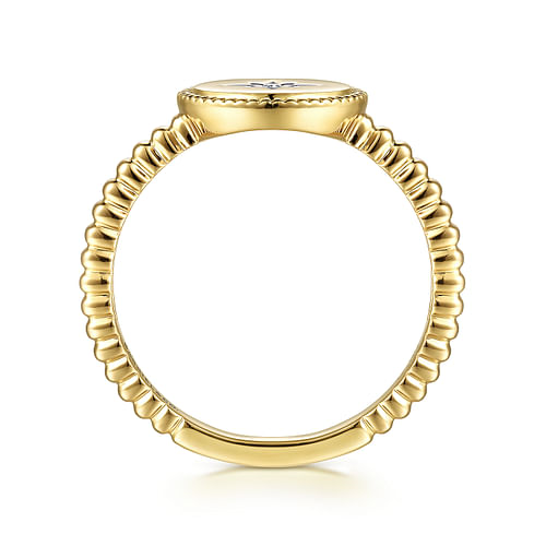 14K Yellow Gold 0.01CTW Natural Diamond Signet Ring