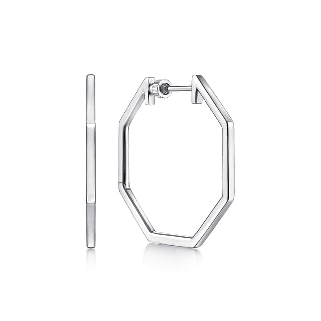 Classic Geometric Hoop Earrings in  Sterling Silver