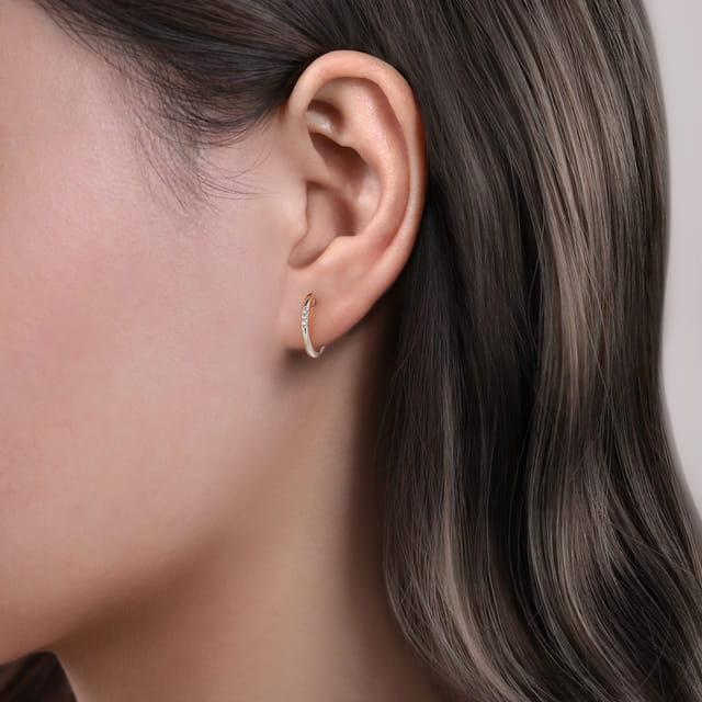 Diamond Huggie Earrings in Sterling Silver