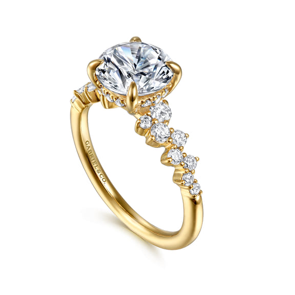 14K Yellow Gold Round Hidden Halo Diamond Engagement Ring (0.47 ctw)
