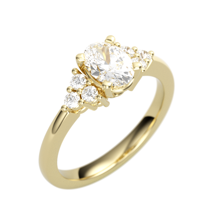 14K Yellow Gold Accented Oval Diamond Semi-Mount Ring .18CTW.